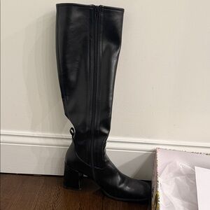 Jeffrey Campbell Classic Black Leather Heeled Boots (Hotlava)